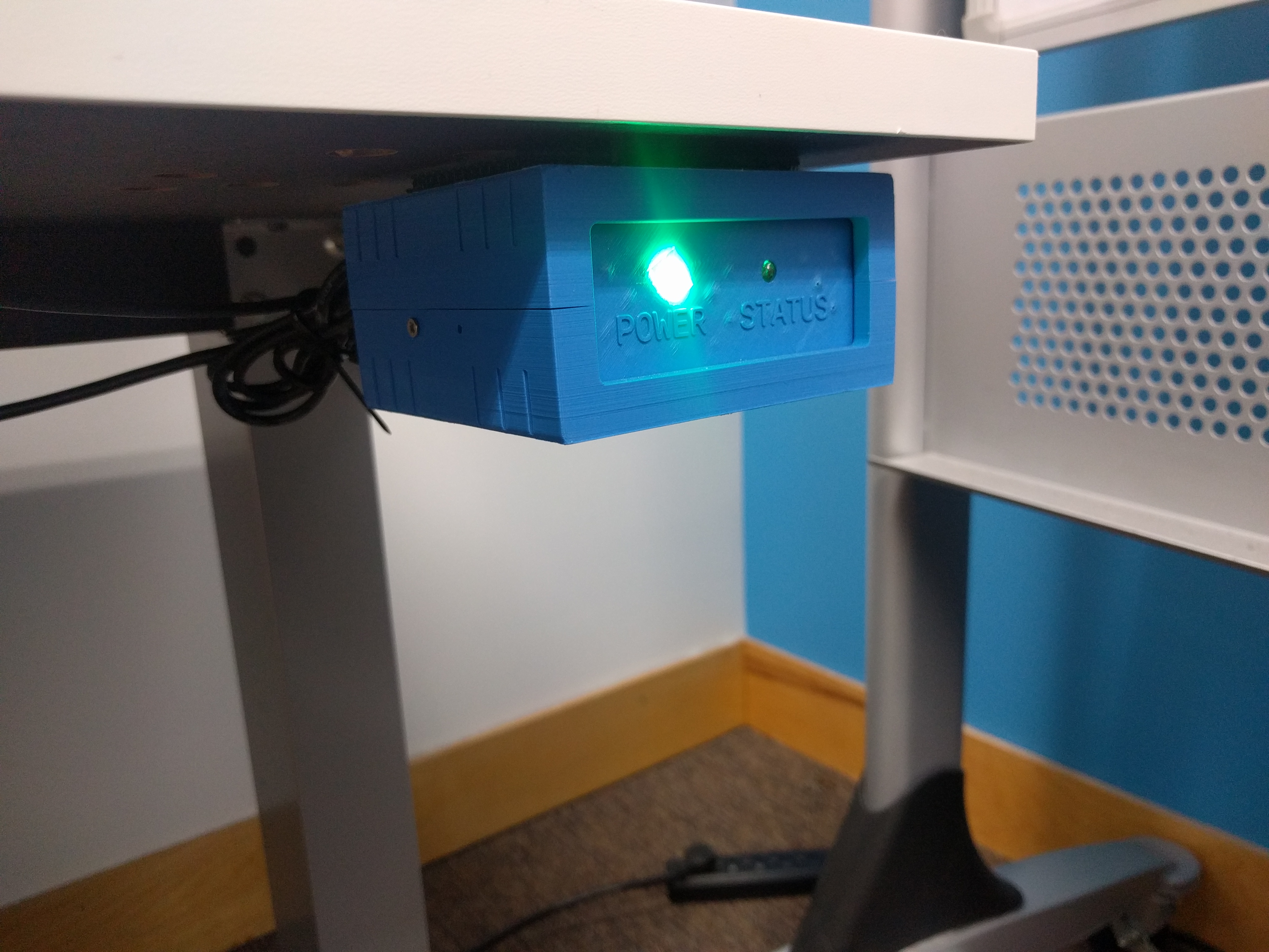 the logicdata controller mounted to the desk